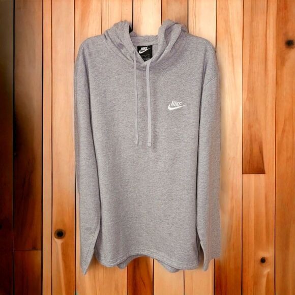 NIKE Gray Hooded LongSleeve Pullover Athletic Top. - Picture 1 of 11